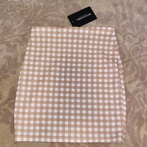 Gingham tan mini skirt